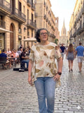 Camiseta Flor Beis