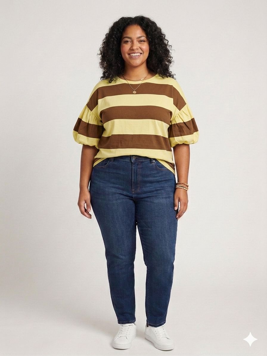 Camiseta Leire en Amarillo y Chocolate