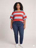 Camiseta Leire en Rojo y azul celeste