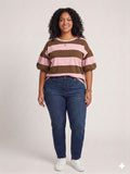 Camiseta Leire en Chocolate y rosa palo
