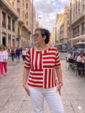 Camiseta Blanca en rojo