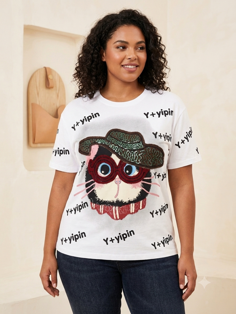 Camiseta Gatuna en Blanco