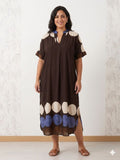 Vestido Cleo en chocolate y azul